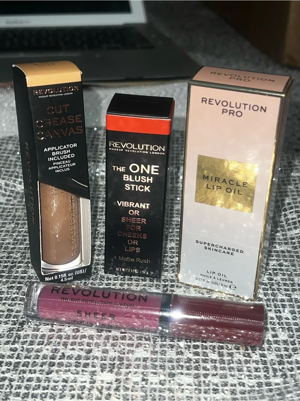 Makeup Revolution Lot - Cut Crease Canvas, Blush Stick, Miracle Lip Oil & Gloss